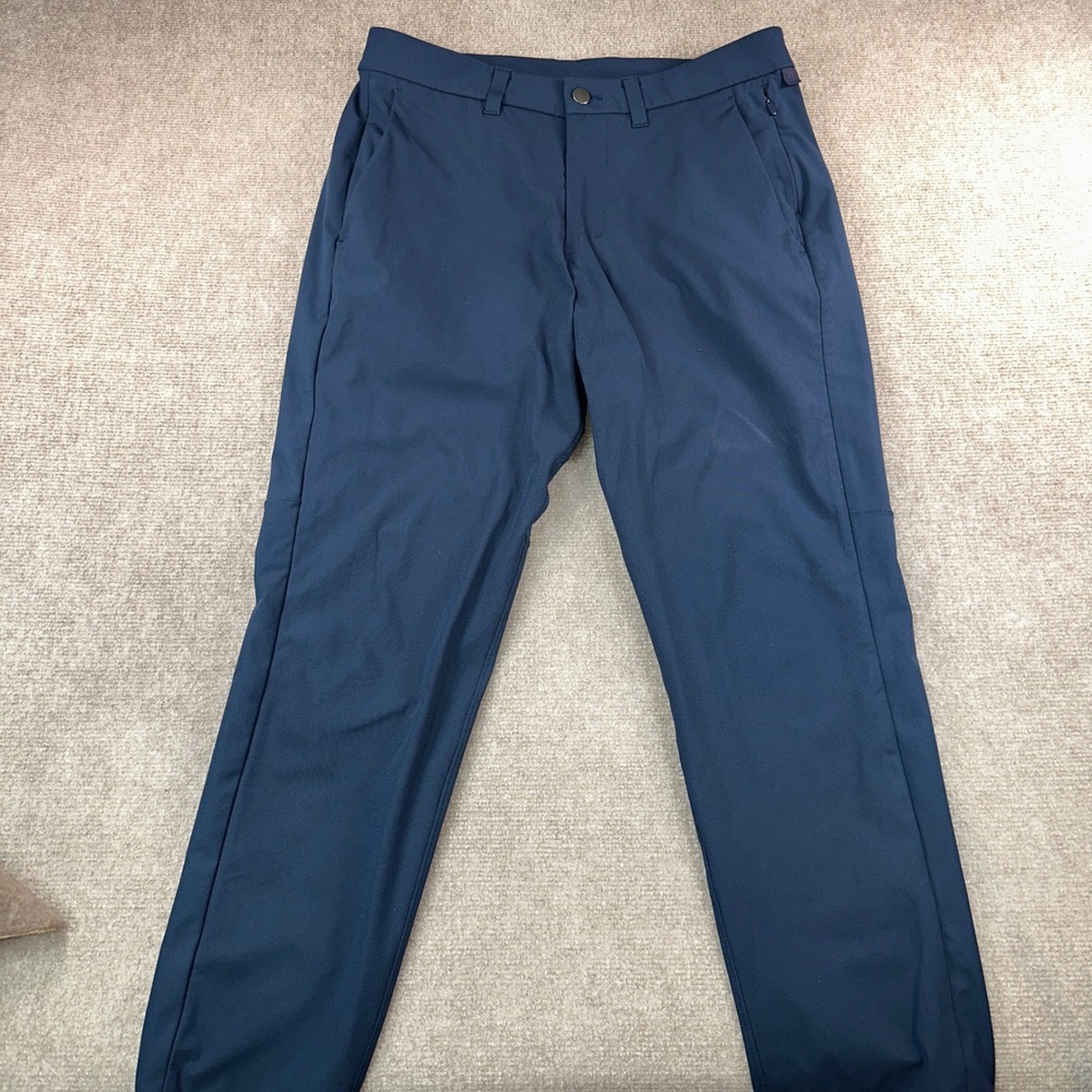Lululemon Commission Slim Fit Pant 32 Navy Blue Warpstreme Tapered Chino Pockets